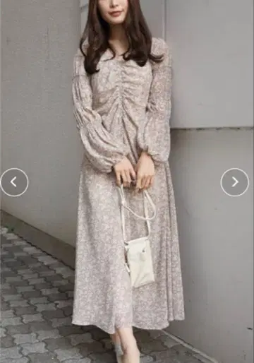 머큐리 듀오 꽃무늬 개더 롱 원피스