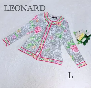 새상품급 LEONARD 레오나르 노카라 자켓 가디건 올 패턴 L