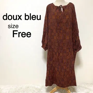 doux bleu 브라운 컬러 스트라이프 패턴 원피스