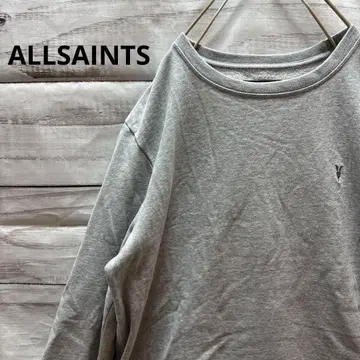 ALLSAINTS 크루넥 스웨트 그레이 로고 자수 속기모