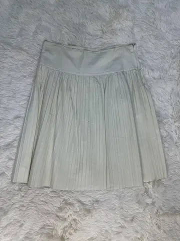 y2k 이탈리아제 it 아이보리 가죽 화이트 플리츠 미니 스커트 40
