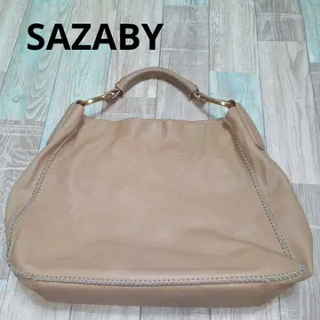 새상품급 SAZABY 사자비 핸드백 베이지 가죽 원핸드