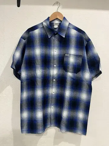 CALTOP 옴브레 체크 셔츠 반팔 SIZE L