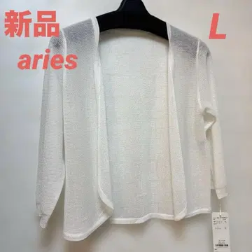 새상품 아리에스 화이트 컬러 볼레로 가디건 숏 기장 L