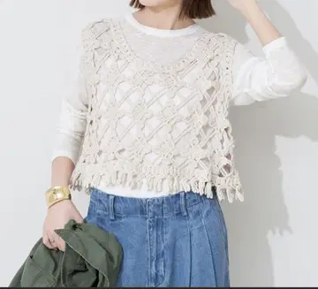SLOBE IENA 슬로브 이에나 크로셰 니트 베스트 내추럴