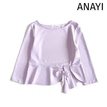 아나이 허리 리본 페플럼 티셔츠