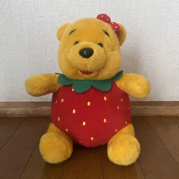 희귀! 레트로 푸우 봉제인형 딸기