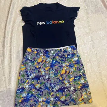 new balance 플라워 프린트 스커트 모크넥 셔츠 M