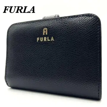 미사용급 FURLA 훌라 까멜리아 접이식 지갑 블랙 여성용