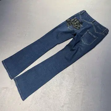 y2k 페어리 그런지 레이스 자수 부츠컷 플레어 데님 헤이세이 갸루