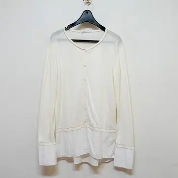 AGNONA (S) 코튼 실크 이소재 절개 가디건