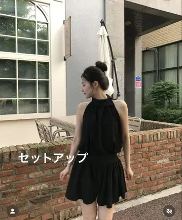 새상품 Eggka 여성용 홀터 탑 & 스커트 세트 블랙 L 사이즈