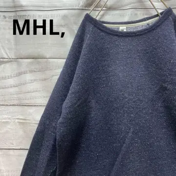MHL, 울 맨투맨 네이비 래글런 심플 가을/겨울  무지 L