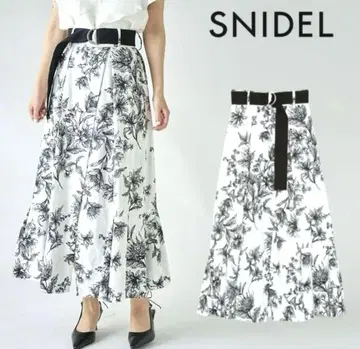 SNIDEL 스나이델 벨티드 턱 스커트