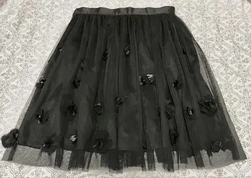 CRAYON 블랙 플레어 스커트 M