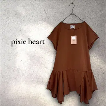새상품 pixieheart 브라운 프릴 튜닉 넉넉한 티어드