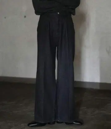 [ CALLNE ] 가공 데님 팬츠 S 블랙 남성용