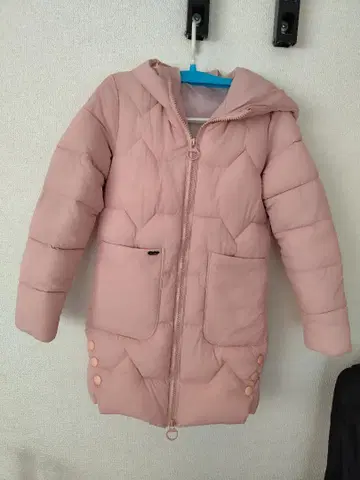 핑크 후드 롱 코트