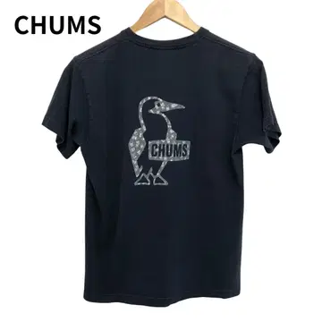 CHUMS 로고 티셔츠 백 프린트 애니멀 펭귄 블랙 M