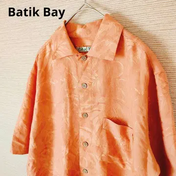 Batik Bay 수입 구제 의류 오렌지 자카드 아로하 셔츠 빈티지