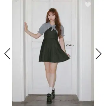 evelyn 에블린 원피스 리본 블라우스 플리츠 OP