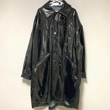 BANZAI Philia 비닐 롱 코트 M65 자켓 라미네이티드