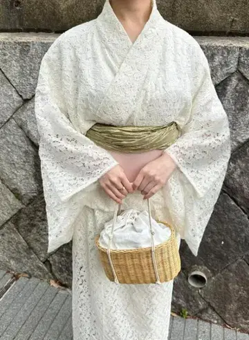 고급 인기 레이스 유카타 화이트 다이쇼 로망 새상품 기모노