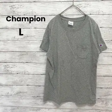 [Champion] 챔피온 티셔츠 (L) 그레이 가슴 포켓 베이직