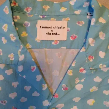 tsumori chisato 반팔 셔츠 스카이블루 구름 패턴