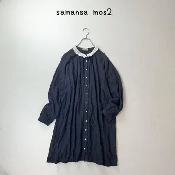 samansa mos2 옷깃 레이스 개더 원피스