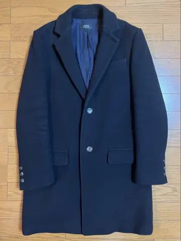 A.P.C. 네이비 싱글 브레스트 체스터 코트 S