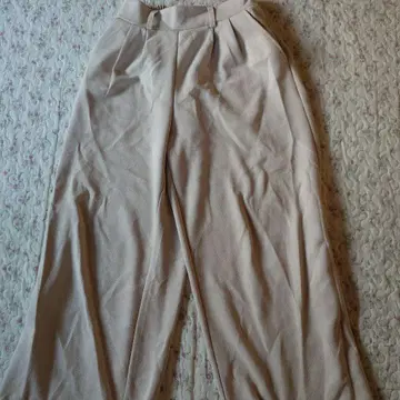 베이지 와이드 팬츠 폴리에스테르
