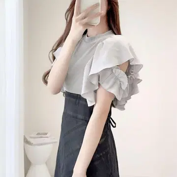 프릴 소매 레이스업 롱 원피스