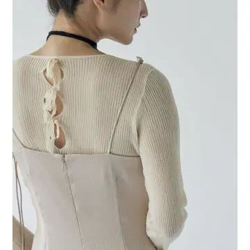 LAGUNAMOON [WEB 한정판] 시어 리본 니트 풀오버 아이보리