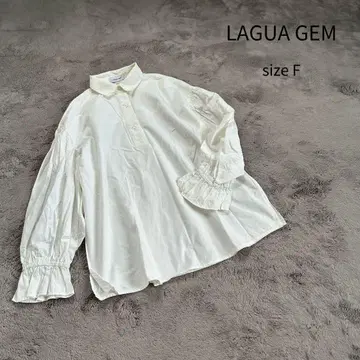 LAGUA GEM 블라우스 화이트 블라우스 셔츠 오버사이즈 블라우스 F