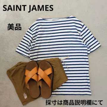 세인트 제임스 프랑스제 보트넥 마린 보더 티셔츠 순백 x 파랑