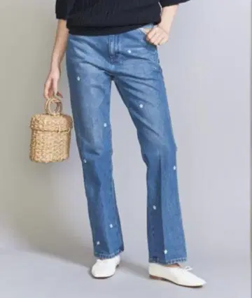 Wrangler 꽃무늬 자수 데님 팬츠