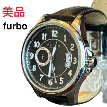 [새상품급] Furbo 오토매틱 블랙 다이얼 블랙 가죽 벨트 백스켈레톤