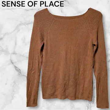 [ SENSE OF PLACE ] (F) / 스퀘어넥 리브 스웨터 긴팔