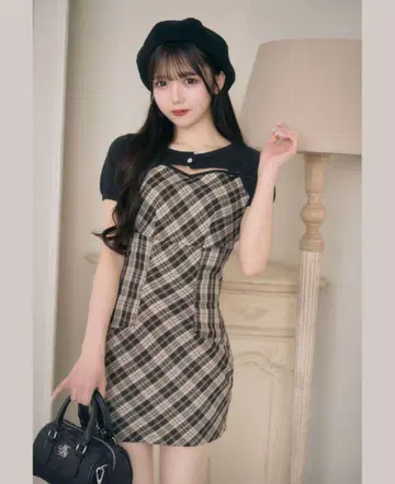 미셸 마카롱 리본 캐미 원피스 앙상블