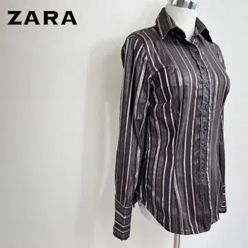 ZARA BASIC 자라 베이직 브라운 스트라이프 블라우스