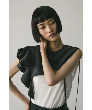 STYLEMIXER 2WAY ASYMMETRIC FRILL VEST