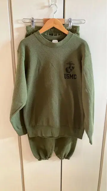 USMC 올리브 그린 맨투맨 트레이닝복 상하의