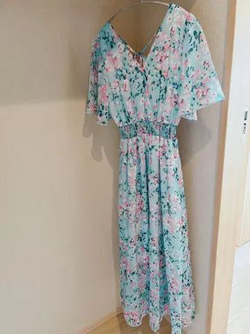 TeddyShop 테디샵 V넥 꽃무늬 허리 셔링 롱 원피스