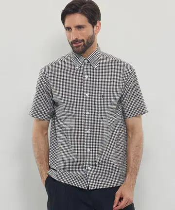MACKINTOSH LONDON 시어서커 깅엄 반팔 버튼 다운 셔츠