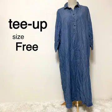 tee-up 데님풍 원단 롱 원피스
