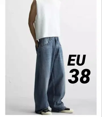 ZARA 배기 벌룬 데님 청바지 EU38 미디엄 블루