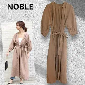 NOBLE 노블 린넨 혼방 텐셀 코튼 개더 코트 롱 겉옷