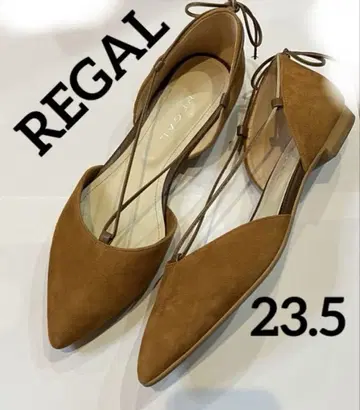 새상품 REGAL 브라운 스틸레토 펌프스 23.5cm 리본