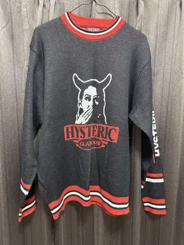 HYSTERIC GLAMOUR 프린트 스웨터 그레이/레드